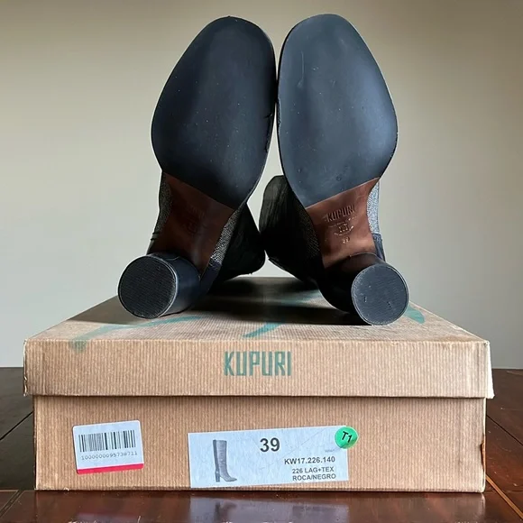 Almost NWT KUPURI - Black & Snakeskin Knee Boots - 39 EU / 9 US - Made in Spain - Picture 6 of 7